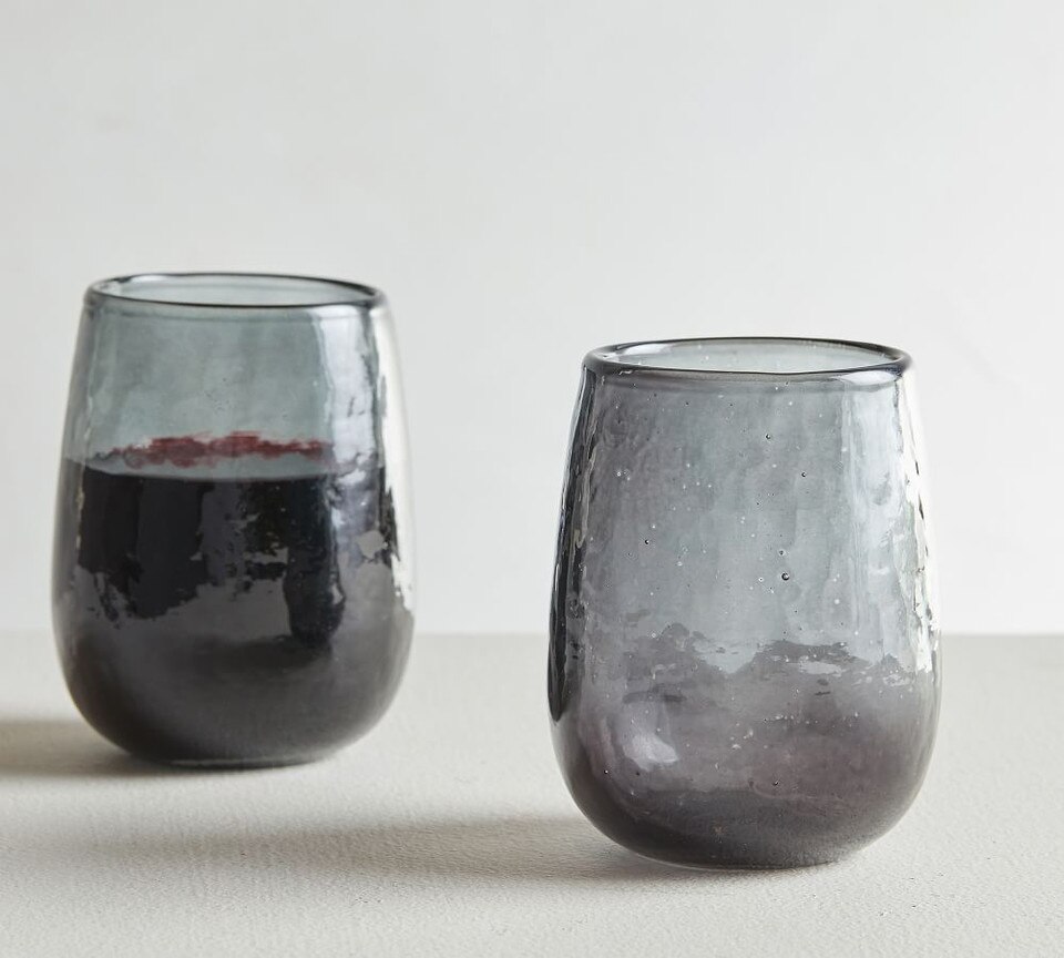 Handmade Hammered Stemless Wine Glasses